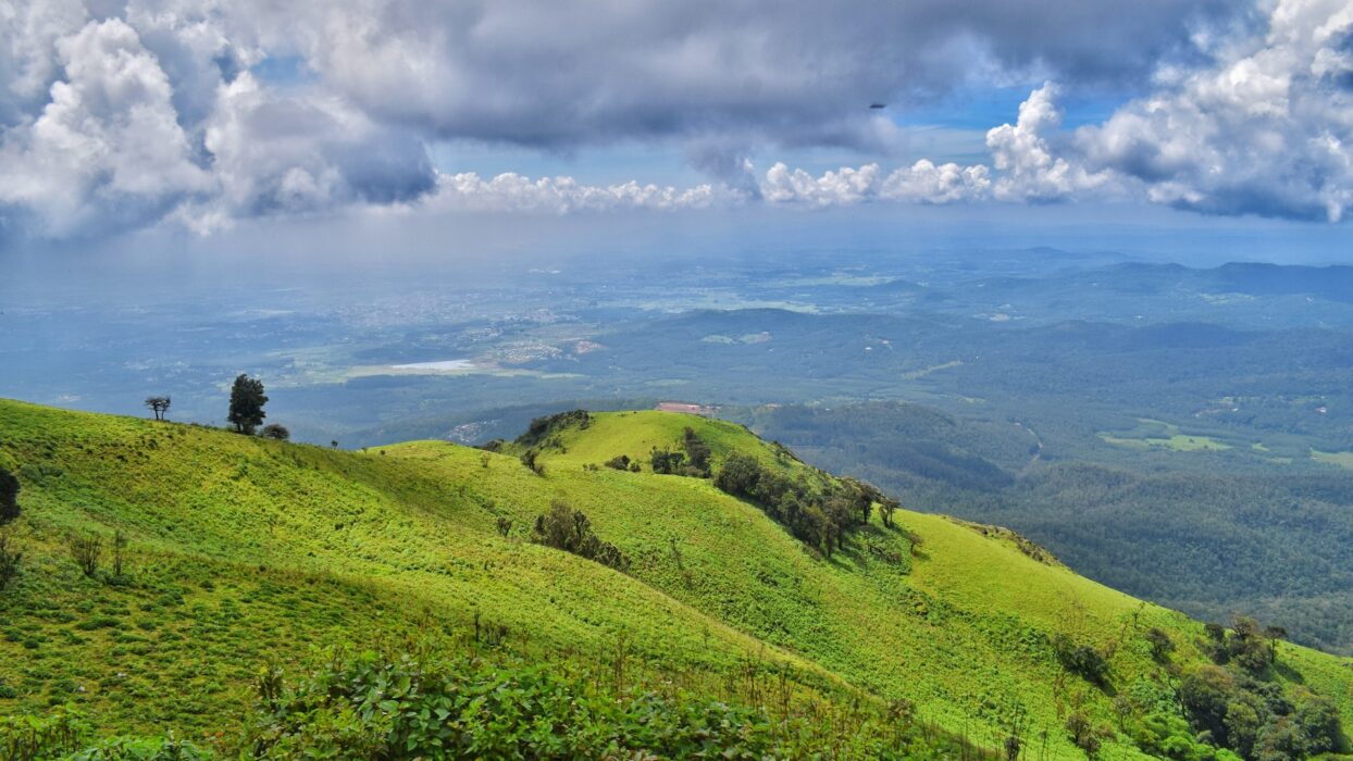 Green hills at Coorg,India with a beautiful view of the low lands.